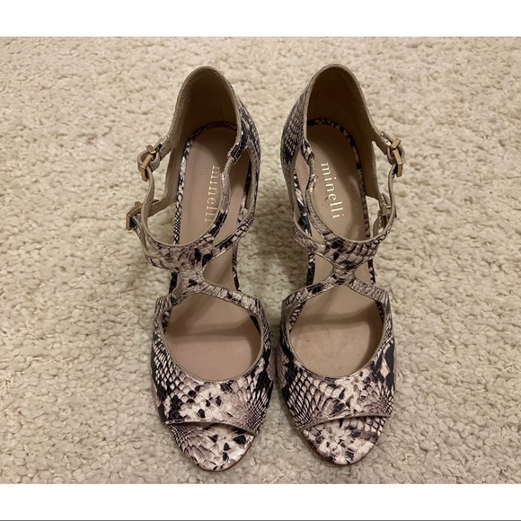 Minelli Python Leather Heeled Sandals - Picture 2 of 5